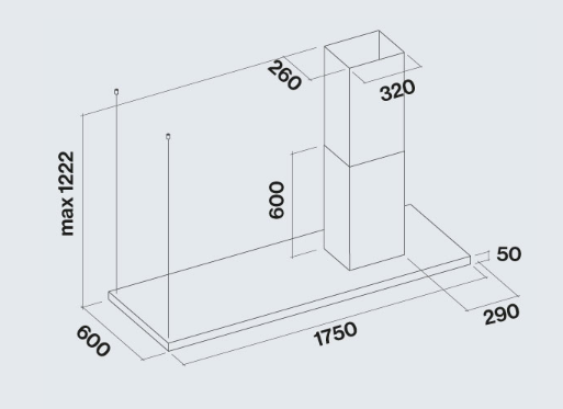 Островная вытяжка LUMEN IS STEEL 175