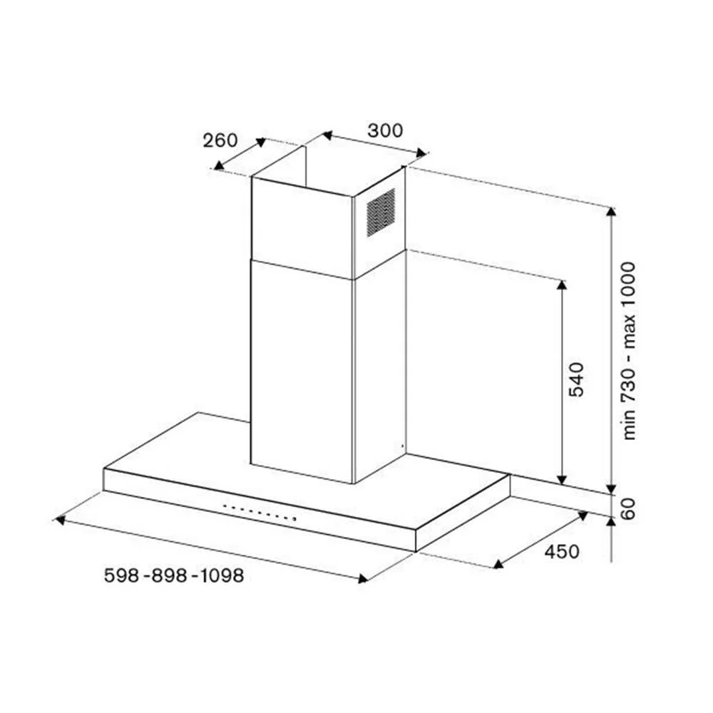 Настенная вытяжка из нержавеющей стали 90 см, Master KT90P1XV