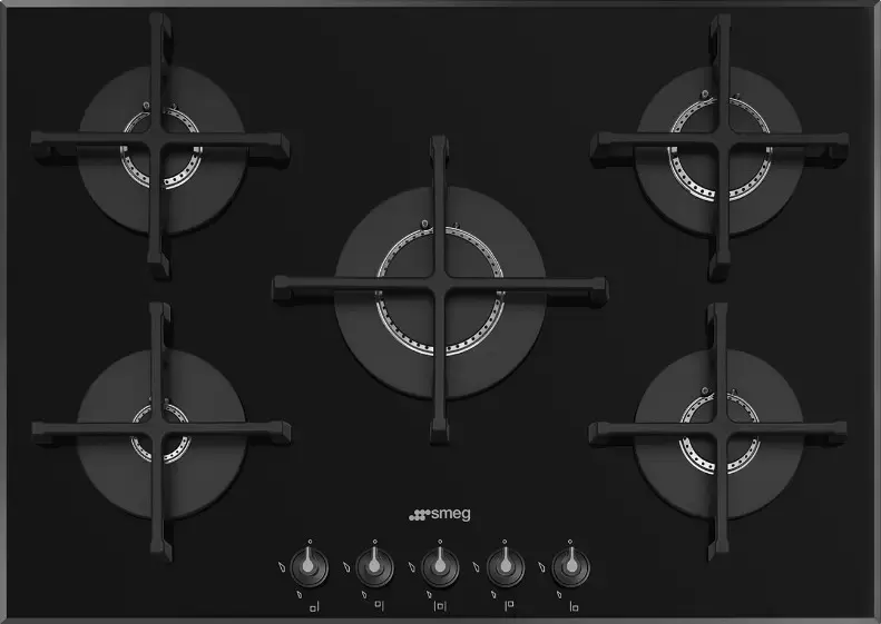 SMEG PV175B3 Газовая варочная панель, 72 см, стекло Deep Black (чёрное), скошенный край